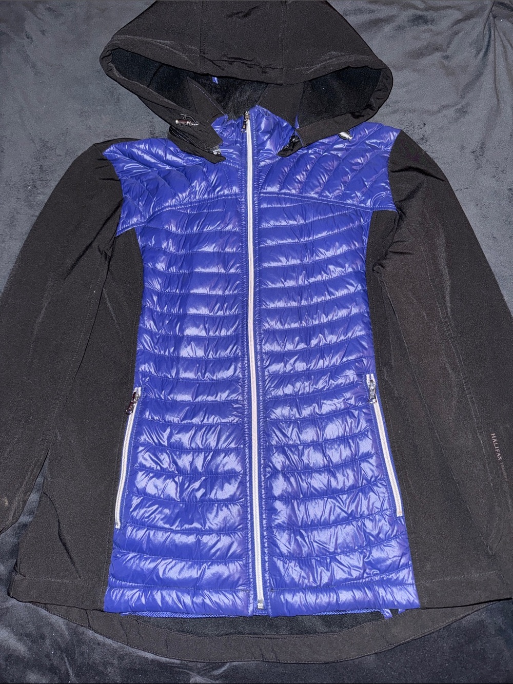 Halifax Traders Detachable Hood Hybrid Puffer Jacket Down Feather Insulated Blue